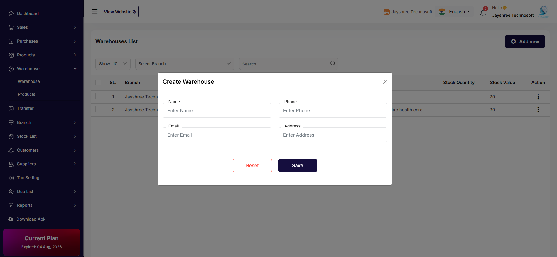 ADD WAREHOUSE – Step-by-Step Process Image